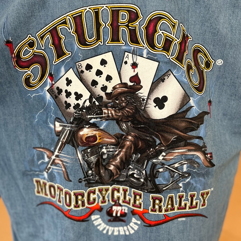 2017 OFFICIAL STURGIS MOTORCYCLE RALLY BUTTON DOWN SLEEVELESS SHIRT - Picture 2 of 8